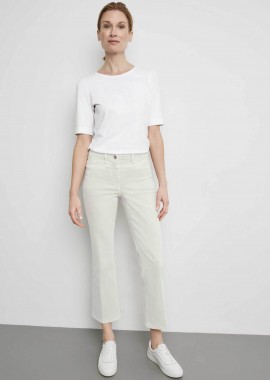 Gerry Weber γυναικείο ψηλόμεσο τζην παντελόνι cropped Flared Slim Fit - 222044-66829 Υπόλευκο