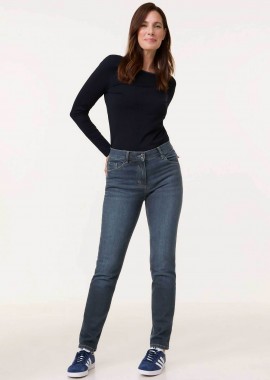 Gerry Weber γυναικείο τζιν παντελόνι πεντάτσεπο Straight Leg - 925081-66854 Μπλε Σκούρο