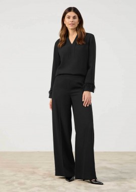 GERRY WEBER - Gerry Weber γυναικείο ψηλόμεσο παντελόνι μονόχρωμο σε ίσια γραμμή - 420036-31235 Μαύρο