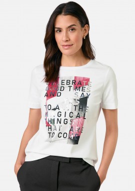 Gerry Weber γυναικείο T-shirt με μπροστινό τύπωμα - 570320-35019 Λευκό