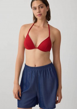 Minerva γυναικείο denim σορτς με ελαστική μέση - 90-53333-002-031 Denim Blue Σκούρο