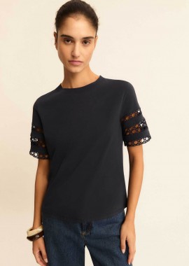 EMME - Emme by Marella γυναικείο T-shirt με δαντέλα στα μανίκια