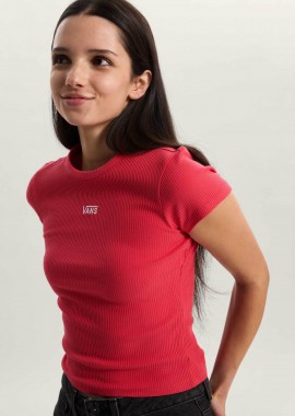 VANS - Vans γυναικείο T-shirt ribbed με κεντημένο λογότυπο Slim Fit