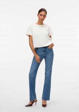 Vero Moda γυναικείο τζιν παντελόνι ψηλόμεσο πεντάτσεπο Straight Fit - 10315494 Denim Blue