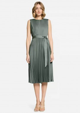 BETTY & CO - BETTY & CO γυναικείο midi φόρεμα chiffon αμάνικο πλισέ - 1347/3201 Πράσινο Μέντας