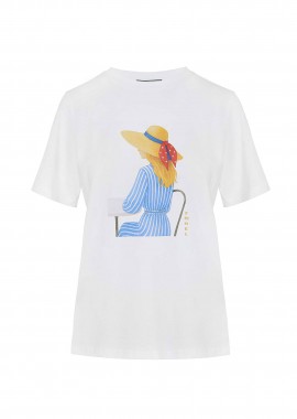 FOREL - Forel γυναικείo T-shirt με print - 082.10.01.076 Λευκό