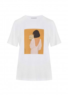 Forel γυναικείo T-shirt με print - 082.10.01.081 Λευκό