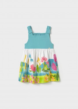 MAYORAL - Mayoral παιδικό mini φόρεμα αμάνικο με floral print - 1924-S25 Βεραμάν