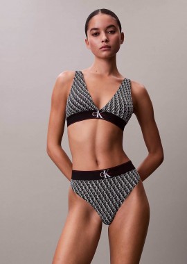 Calvin Klein γυναικείο σλιπ thong με monogram - LV00QF8813 Ασπρόμαυρο