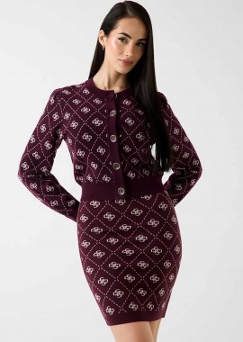 GUESS - Guess γυναικεία ζακέτα με all-over logo print - W4BR0DZ3JD2 Μπορντό