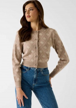 GUESS - Guess γυναικεία ζακέτα με all-over logo print - W4BR0DZ3JD2 Μπεζ