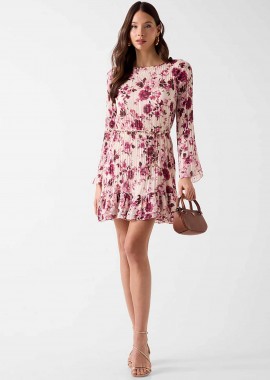 GUESS - Guess γυναικείo mini φόρεμα με floral print ''Ilenia'' - W6RK37WJ712 Ροζ