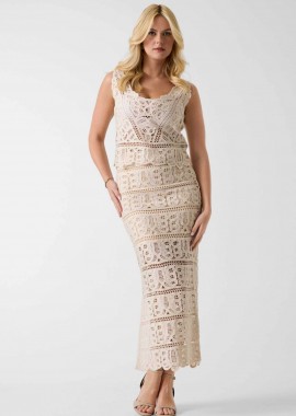 Guess γυναικεία midi φούστα με ανάγλυφο σχέδιο Regular Fit - W6GD19Z0596 Μπεζ