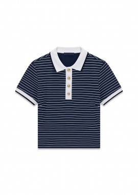 Guess γυναικεία μπλούζα πόλο με ριγέ σχέδιο Slim Fit - W6GP17K2946 Σκούρο Μπλε