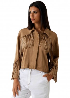 GUESS - Guess γυναικείο cropped jacket με κρόσσια