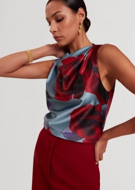 TED BAKER - Ted Baker γυναικείο αμάνικο τοπ με floral σχέδιο