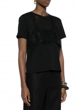 TWINSET - Twinset γυναικείο T-shirt με δαντέλα - 261TT2490 Μαύρο
