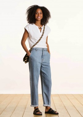 LA FEE MARABOUTEE - La Fée Maraboutée γυναικείο τζιν παντελόνι Boyfriend Fit - FJ-JE-CROATI-H Denim Blue