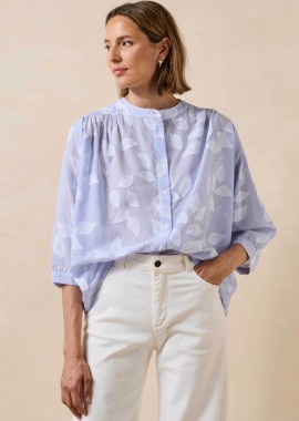 LA FEE MARABOUTEE - La Fée Maraboutée γυναικείo πουκάμισο με floral print - FL-CH-DOUWINA-J Γαλάζιο