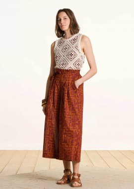 LA FEE MARABOUTEE - La Fée Maraboutée γυναικείο παντελόνι με all-over print cropped - FL-PA-DACTUS-C Κεραμιδί