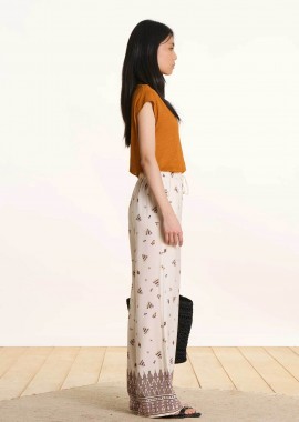 LA FEE MARABOUTEE - La Fée Maraboutée γυναικείο παντελόνι με all-over print Wide Fit - FL-PA-PACOA-O Εκρού