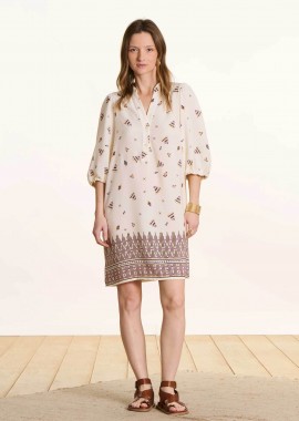 LA FEE MARABOUTEE - La Fée Maraboutée γυναικείο mini φόρεμα με all-over print - FL-RO-FERTIGO-O Εκρού
