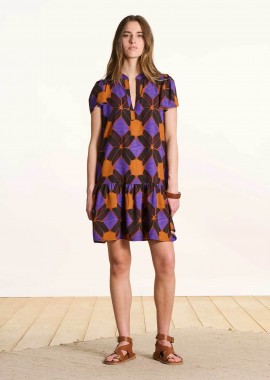 LA FEE MARABOUTEE - La Fée Maraboutée γυναικείο mini φόρεμα με all-over print - FL-RO-FRAME-V Καφέ