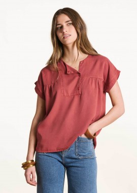 La Fée Maraboutée γυναικεία μπλούζα μονόχρωμη Loose Fit - FL-TO-FLAVIER-L Κόκκινο