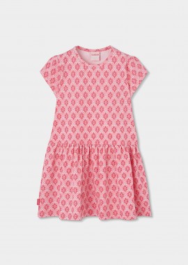 Boboli παιδικό φόρεμα με all-over print - 303129 Κοραλί