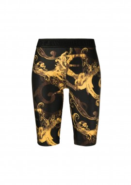 Versace Jeans Couture γυναικείο biker κολάν με all-over Baroque signature print και ελαστική μέση - 76HAC106JS292 Μαύρο