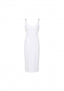 VERSACE JEANS COUTURE - Versace Jeans Couture γυναικείο midi φόρεμα μονόχρωμο με ανάγλυφες ραφές - 76HAO919N0103 Λευκό
