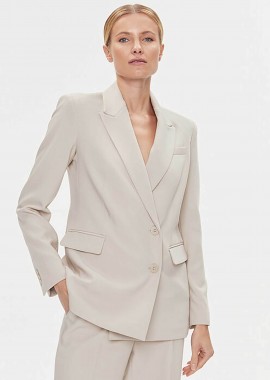 DKNY - DKNY γυναικείο σακάκι μονόχρωμο με άνοιγμα στο πίσω μέρος - UK3JX187 Μπεζ