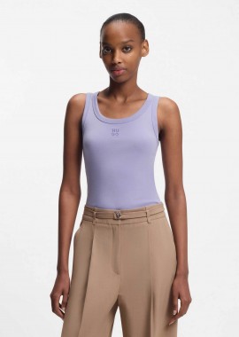 HUGO - Hugo Boss γυναικείο αμάνικο τοπ μονόχρωμο με contrast logo print