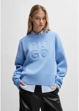 HUGO - Hugo Boss γυναικείο πουλόβερ με ανάγλυφο λογότυπο Relaxed Fit