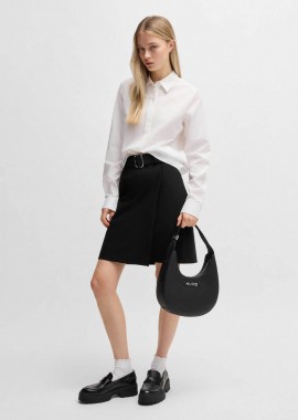 HUGO - Hugo Boss γυναικεία mini φούστα ψηλόμεση μονόχρωμη με ζώνη Regular Fit
