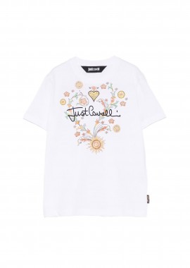 JUST CAVALLI - Just Cavalli γυναικείο T-shirt με all-over print - 80PAHT28CJ500 Λευκό