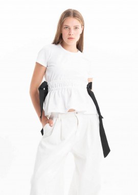 MARQUES' ALMEIDA - Marques' Almeida γυναικείο Τ-shirt με φιόγκους - SS26TP0752JRWH Λευκό