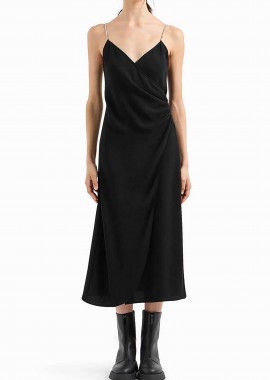 Armani Exchange γυναικείο midi φόρεμα με τιράντες με στρας Slim Fit - XW000028AF10264 Μαύρο