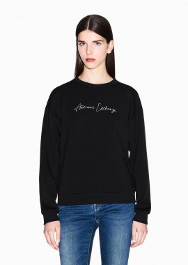 Armani Exchange γυναικεία μπλούζα φούτερ με logo print Regular fit - XW000835AF13397 Μαύρο