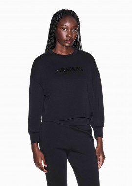 ARMANI EXCHANGE - Armani Exchange γυναικεία μπλούζα φούτερ με λογότυπο από στρας - XW002049AF21298 Μαύρο