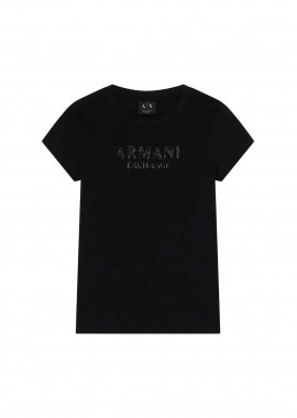 ARMANI EXCHANGE - Armani Exchange γυναικείο T-shirt με λογότυπο από στρας Slim Fit - XW002106AF10356 Μαύρο