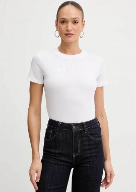 ARMANI EXCHANGE - Armani Exchange γυναικείο T-shirt με λογότυπο από παγιέτες Regular Fit - XW002340AF10358 Λευκό