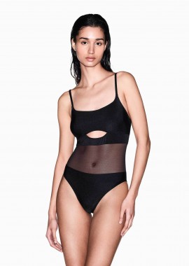 ARMANI EXCHANGE - Armani Exchange γυναικείο μαγιό ολόσωμο με cut-out και ημιδιαφάνεια - XW002354AF22076 Μαύρο