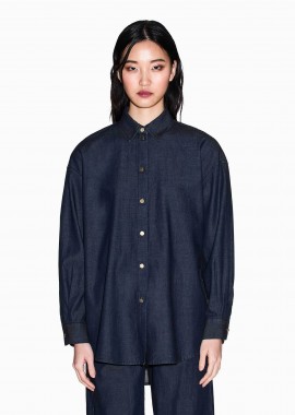ARMANI EXCHANGE - Armani Exchange γυναικείο denim πουκάμισο με ασύμμετρο τελείωμα - XW002258AF21337 Denim Blue Σκούρο