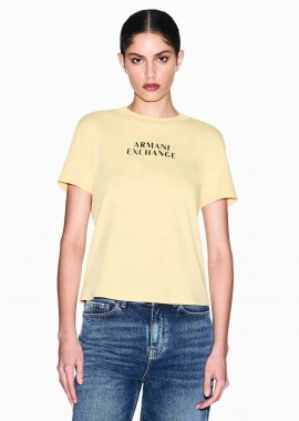 Armani Exchange γυναικείο T-shirt με λογότυπο Regular Fit - XW002324AF10356 Κίτρινο Ανοιχτό