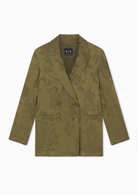 ARMANI EXCHANGE - Armani Exchange γυναικείο σακάκι με all-over print και σταυρωτό κλείσιμο Slim Fit - XW002010AF21551 Λαδί