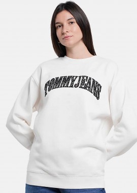 TOMMY JEANS - Tommy Jeans γυναικεία μπλούζα φούτερ με κεντημένο floral λογότυπο Relaxed Fit - DW0DW20172 Λευκό