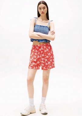 TOMMY JEANS - Tommy Jeans γυναικείο σορτς με tropical print Regular Fit - DW0DW20359 Πορτοκαλί