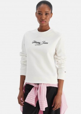 TOMMY JEANS - Tommy Jeans γυναικεία μπλούζα φούτερ με logo print Regular Fit - DW0DW21922 Λευκό