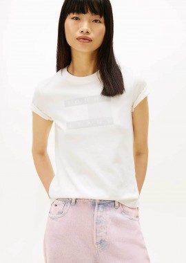 TOMMY JEANS - Tommy Jeans γυναικείο T-shirt με logo print Regular Fit - DW0DW22562 Εκρού